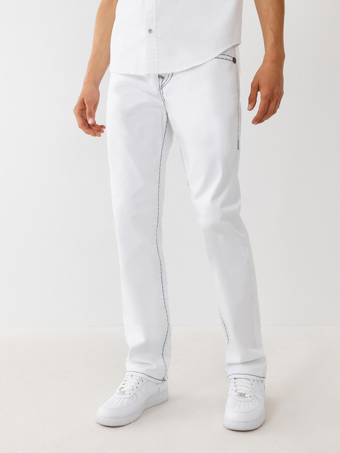 Shop True Religion Super T Ricky Straight Fit White Mid-Rise Solid