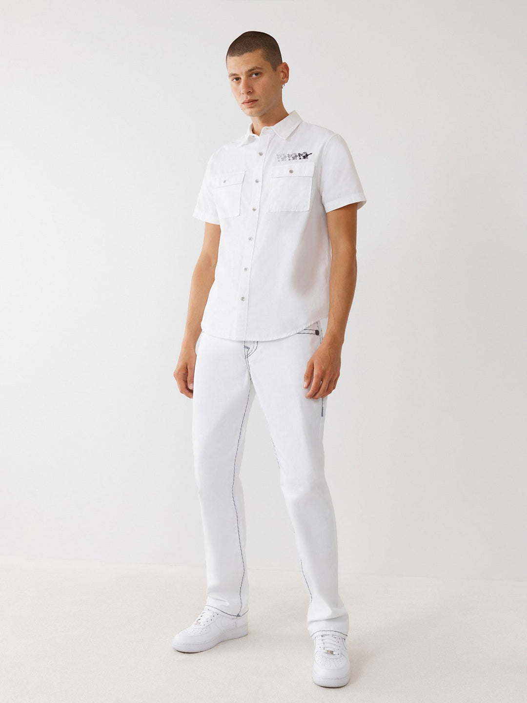 Shop True Religion Super T Ricky Straight Fit White Mid-Rise Solid