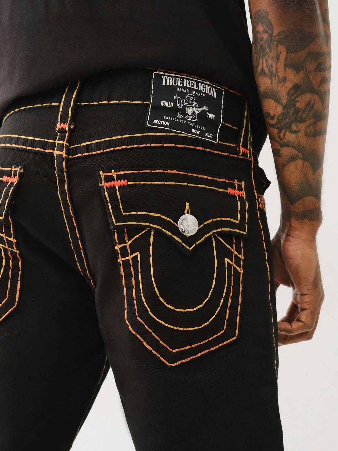 True Religion Men SUPER T Ricky Straight Fit Pure Cotton Mid Rise Jeans