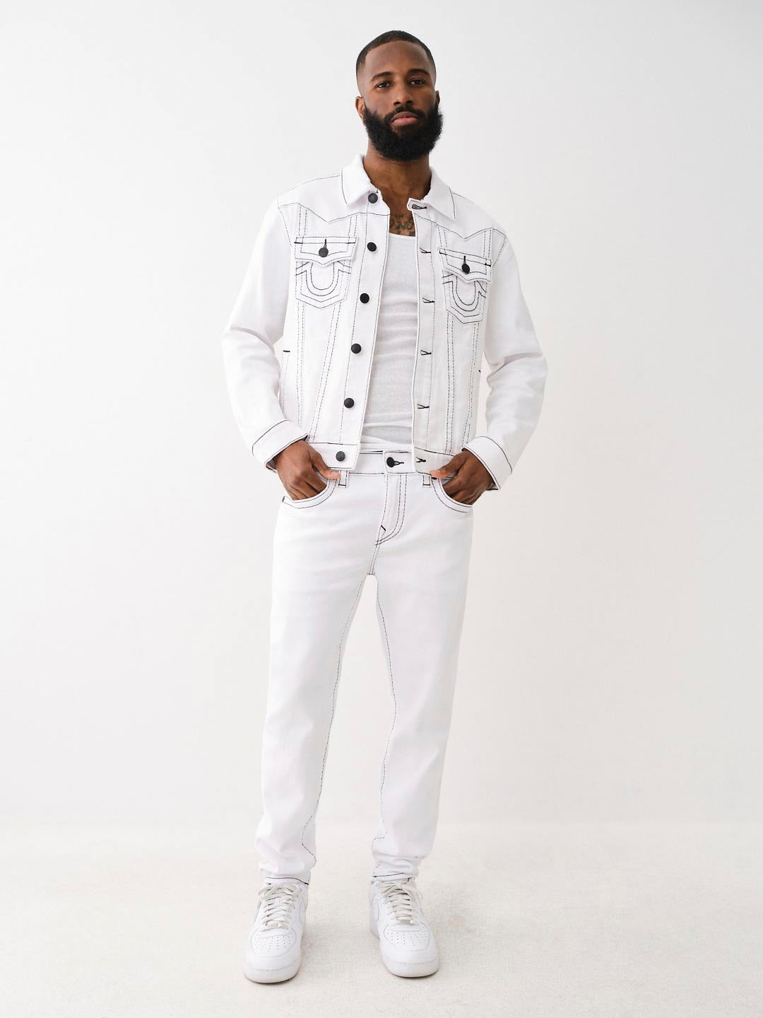 Shop True Religion Big T Rocco Slim Fit White Mid-Rise Solid Jeans