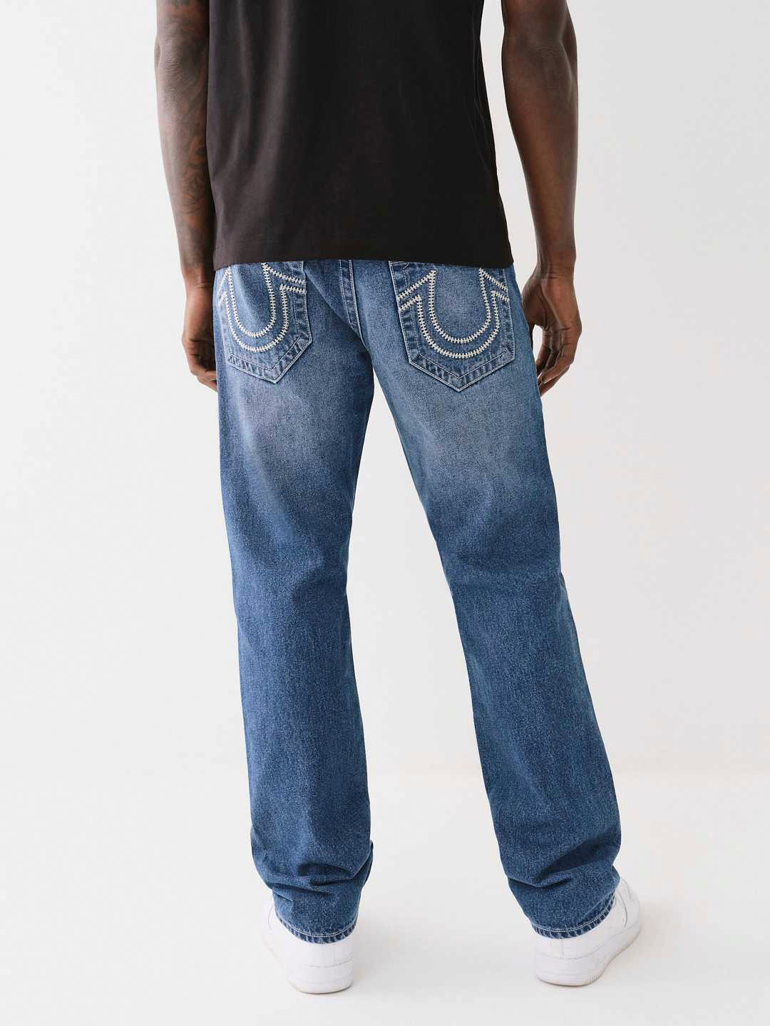 Shop True Religion SN- Ladder Stitch Ricky Straight Fit Blue Mid