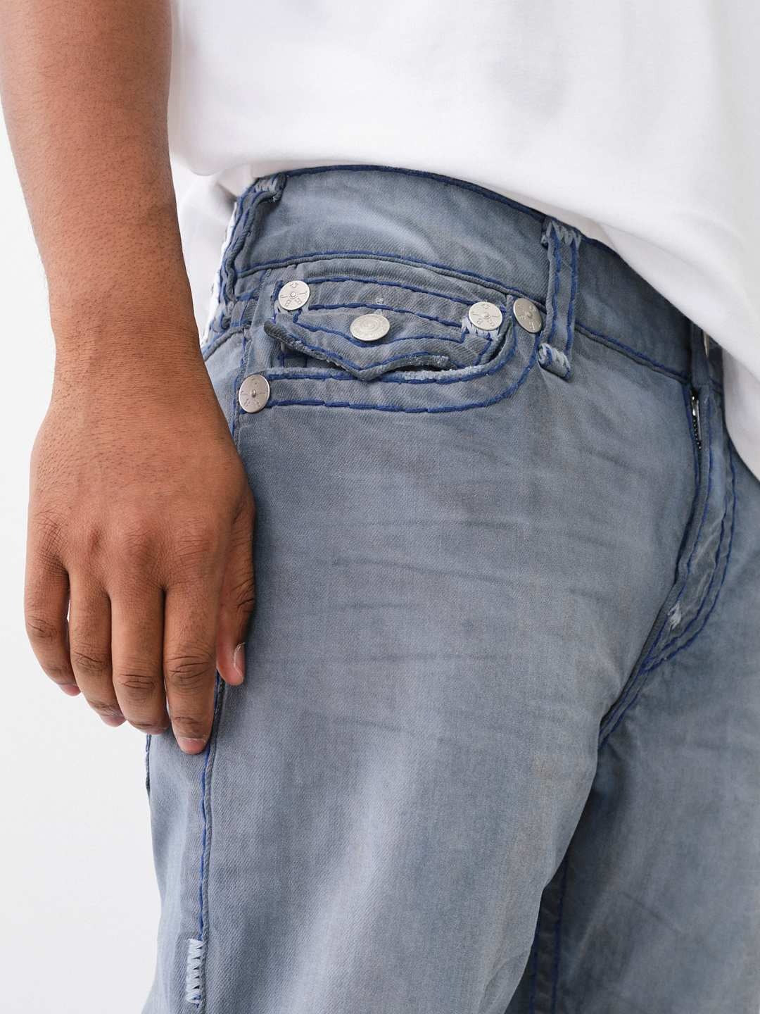 True Religion Men Super T Rocco Slim Fit Light Wash Jeans