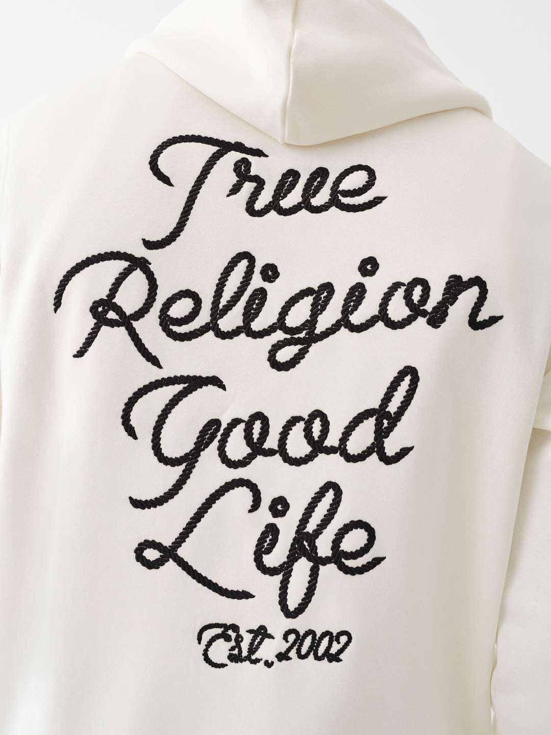 Shop True Religion Men Cream Solid Hooded Full Sleeves Zipped