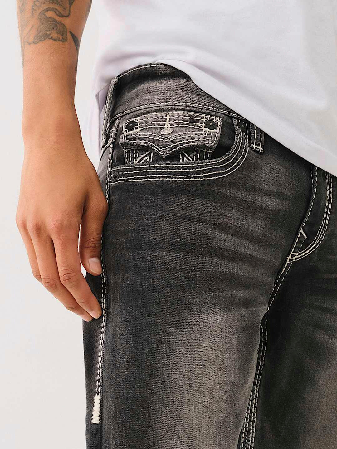 True Religion Men Big QT Ricky Straight Fit Mid Rise Jeans