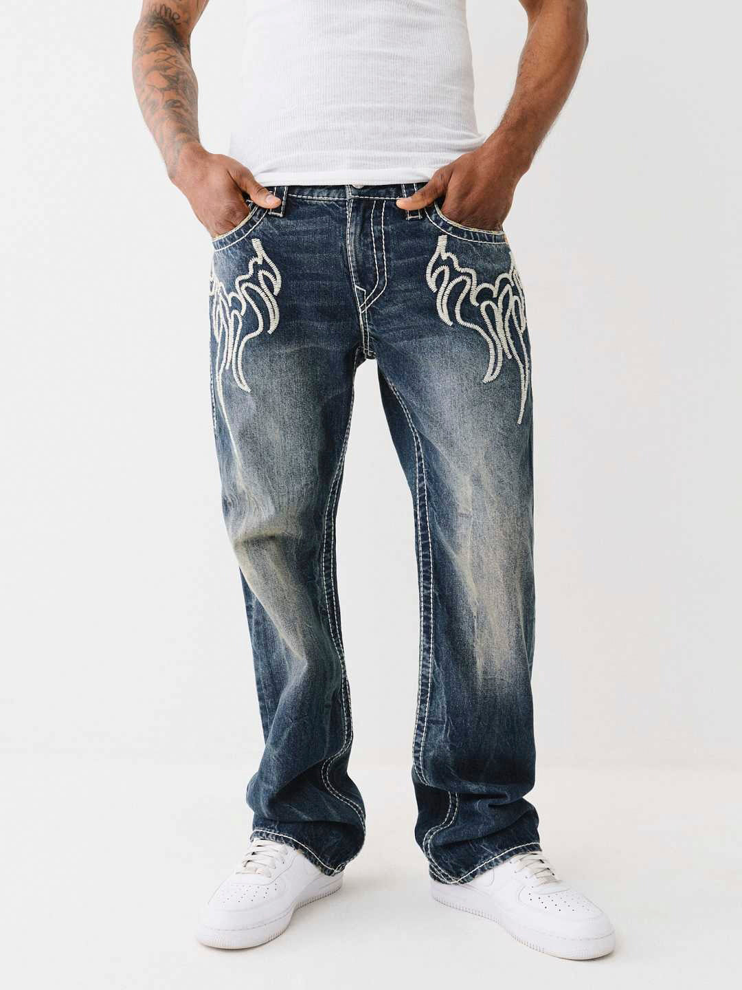 True Religion Men BIG T Billy Bootcut Fit Dark Wash Jeans