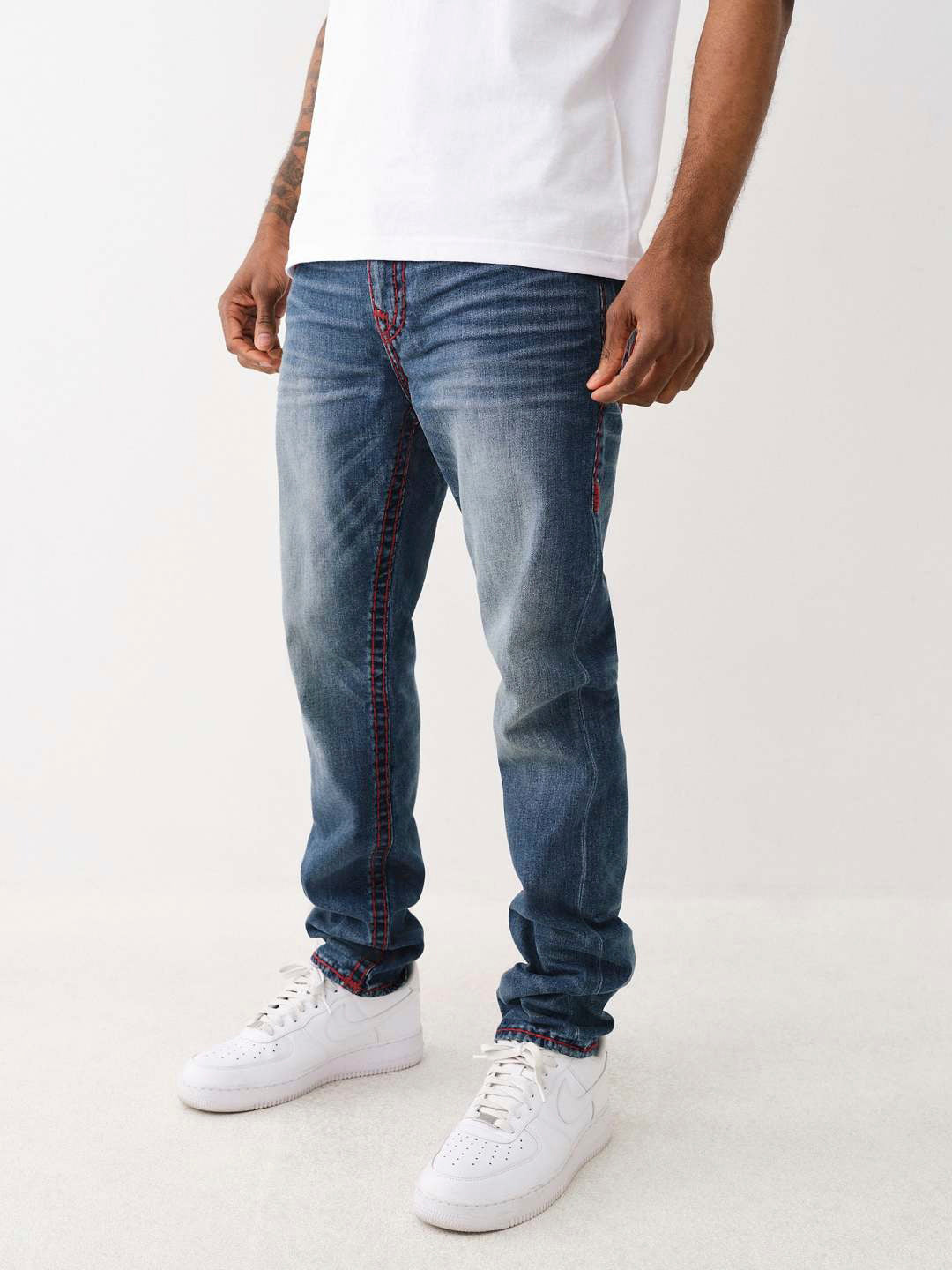 True Religion Men Super T Rocco Slim Fit Medium Wash Jeans