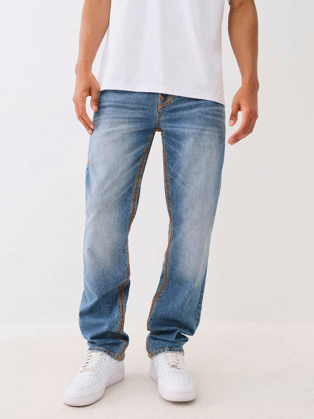 Shop True Religion Super QT Ricky Straight Fit Blue Mid-Rise