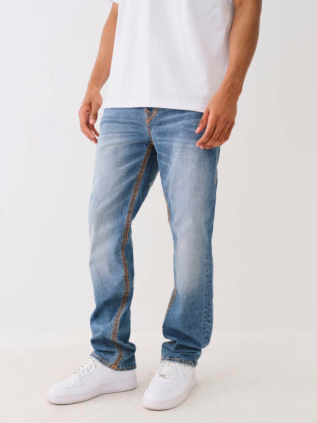 Shop True Religion Super QT Ricky Straight Fit Blue Mid-Rise