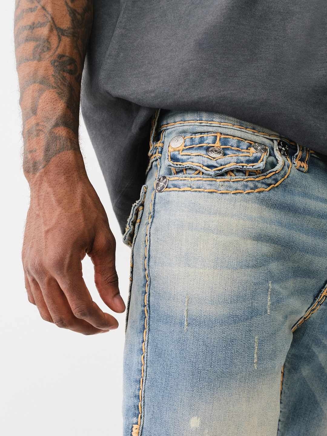 Shop True Religion Super T Ricky Straight Fit Blue Mid-Rise Washed