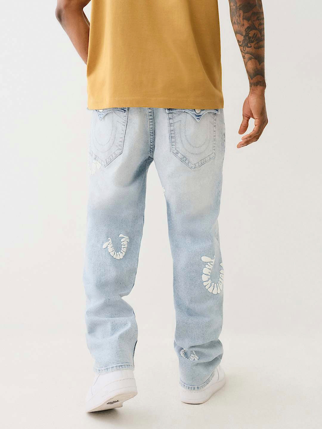 Shop True Religion Men Blue Washed Oversized Fit Mid-Rise Jeans
