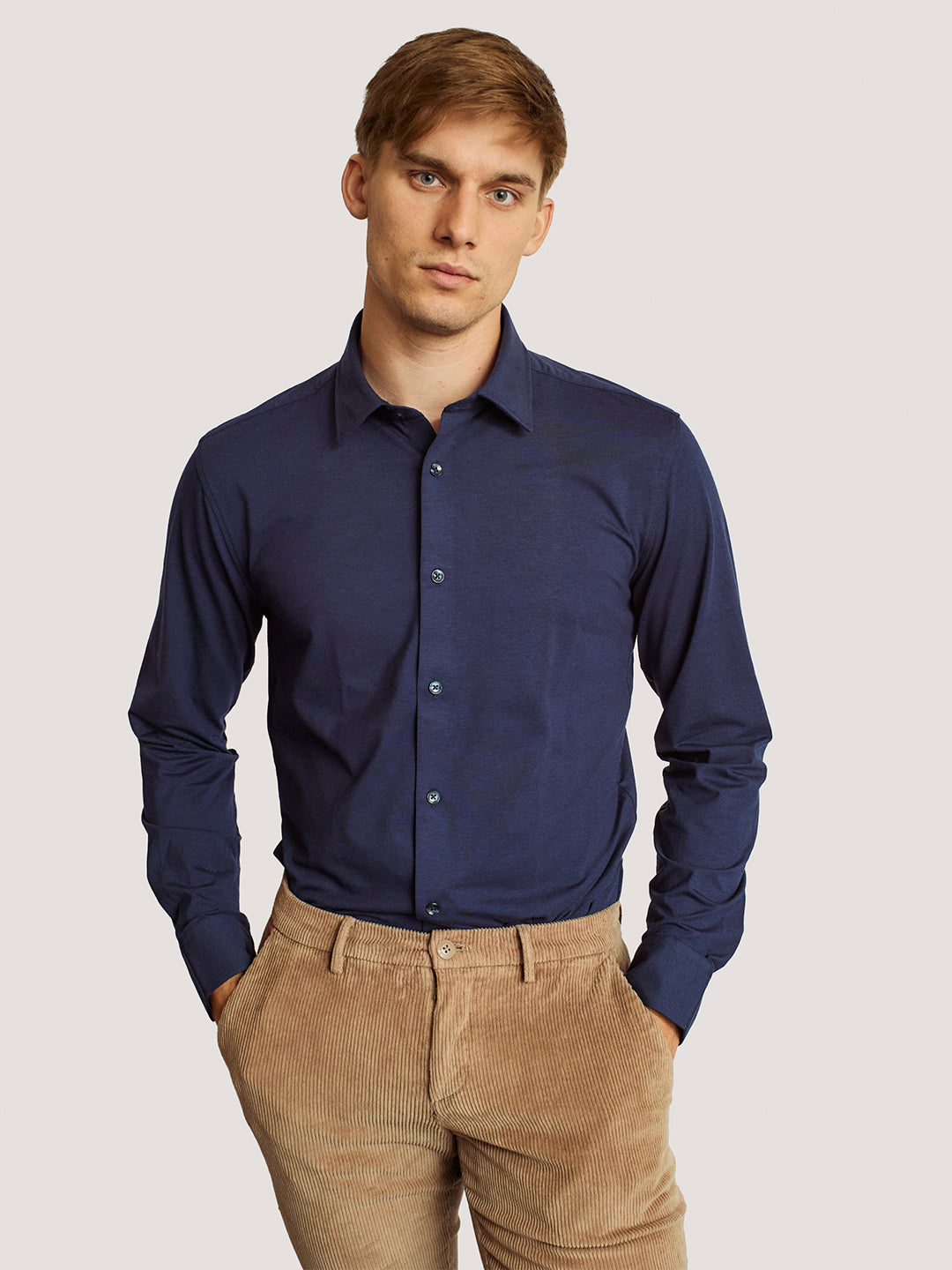 Bruun & Stengade Men Blue Solid Spread Collar Full Sleeves Shirt