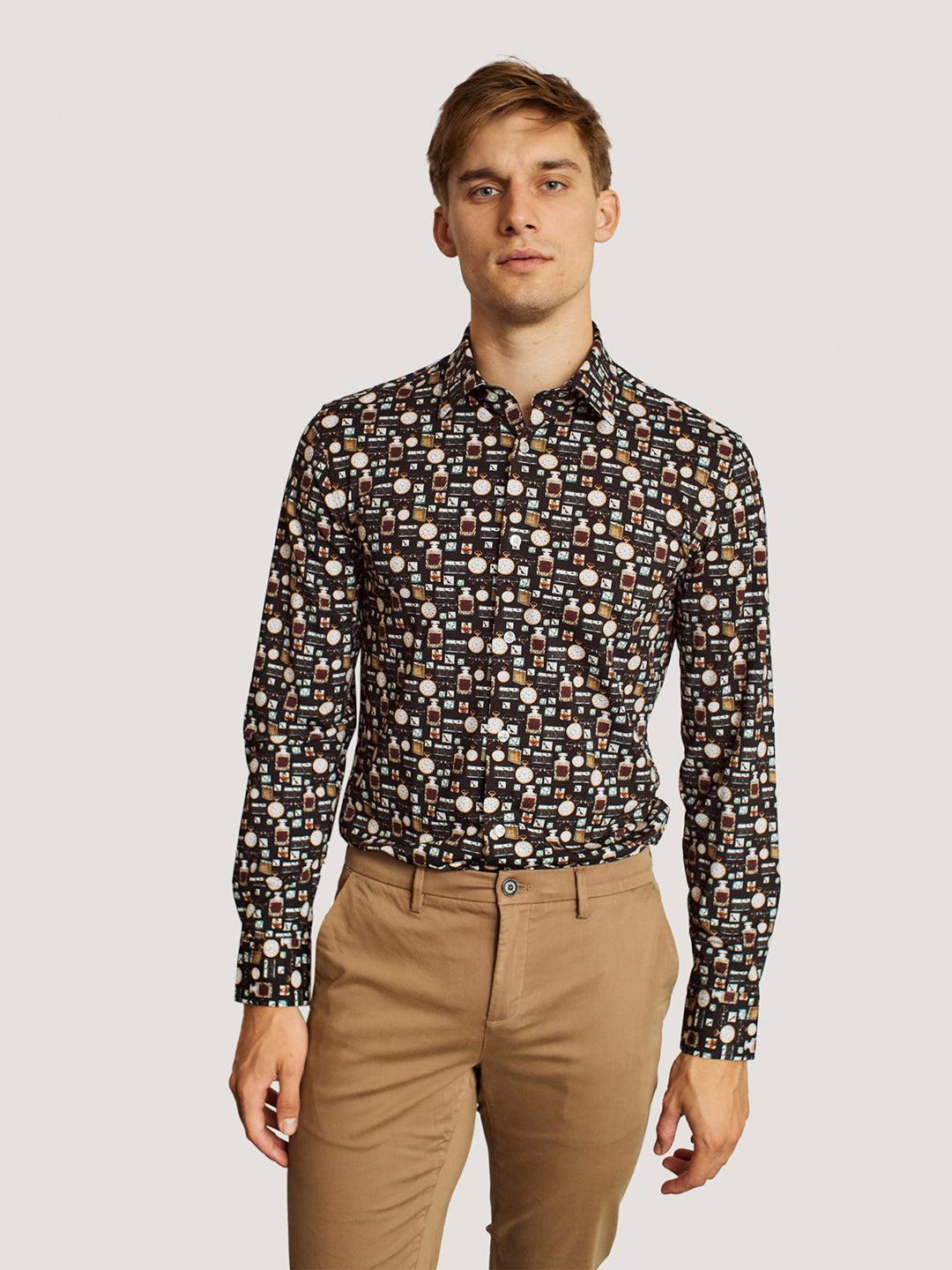 Bruun & Stengade Men Blue Geometric Spread Collar Full Sleeves Shirt