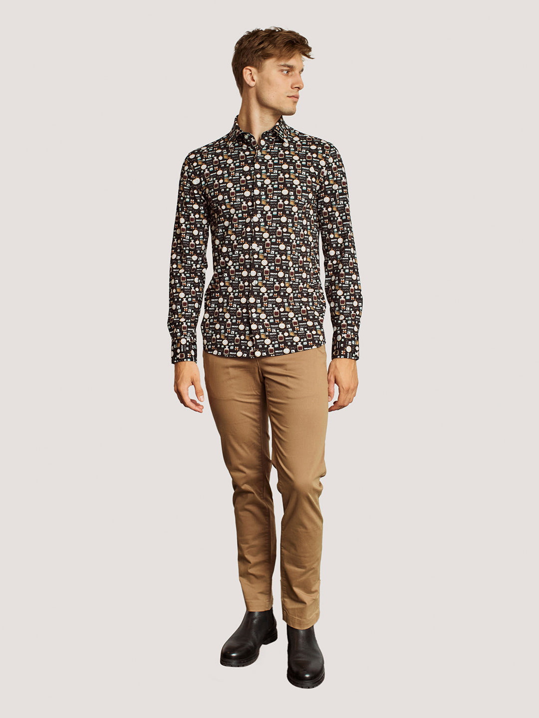 Bruun & Stengade Men Blue Geometric Spread Collar Full Sleeves Shirt