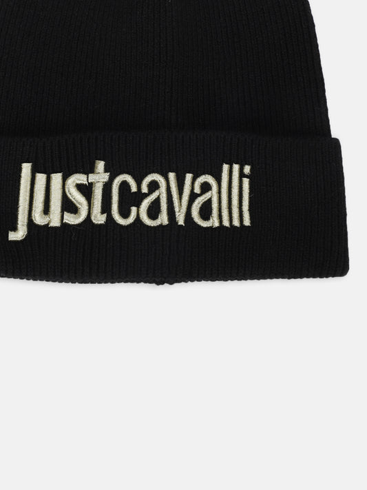 Just Cavalli Men Black Solid Beanie Cap