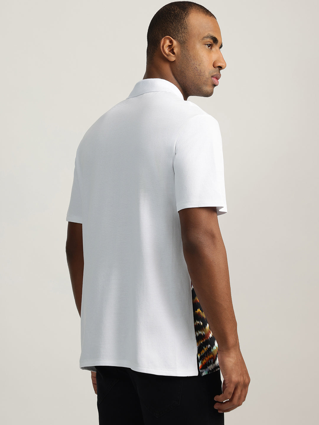 Just Cavalli Men White Printed Collared Short Sleeves Polo Tshirt