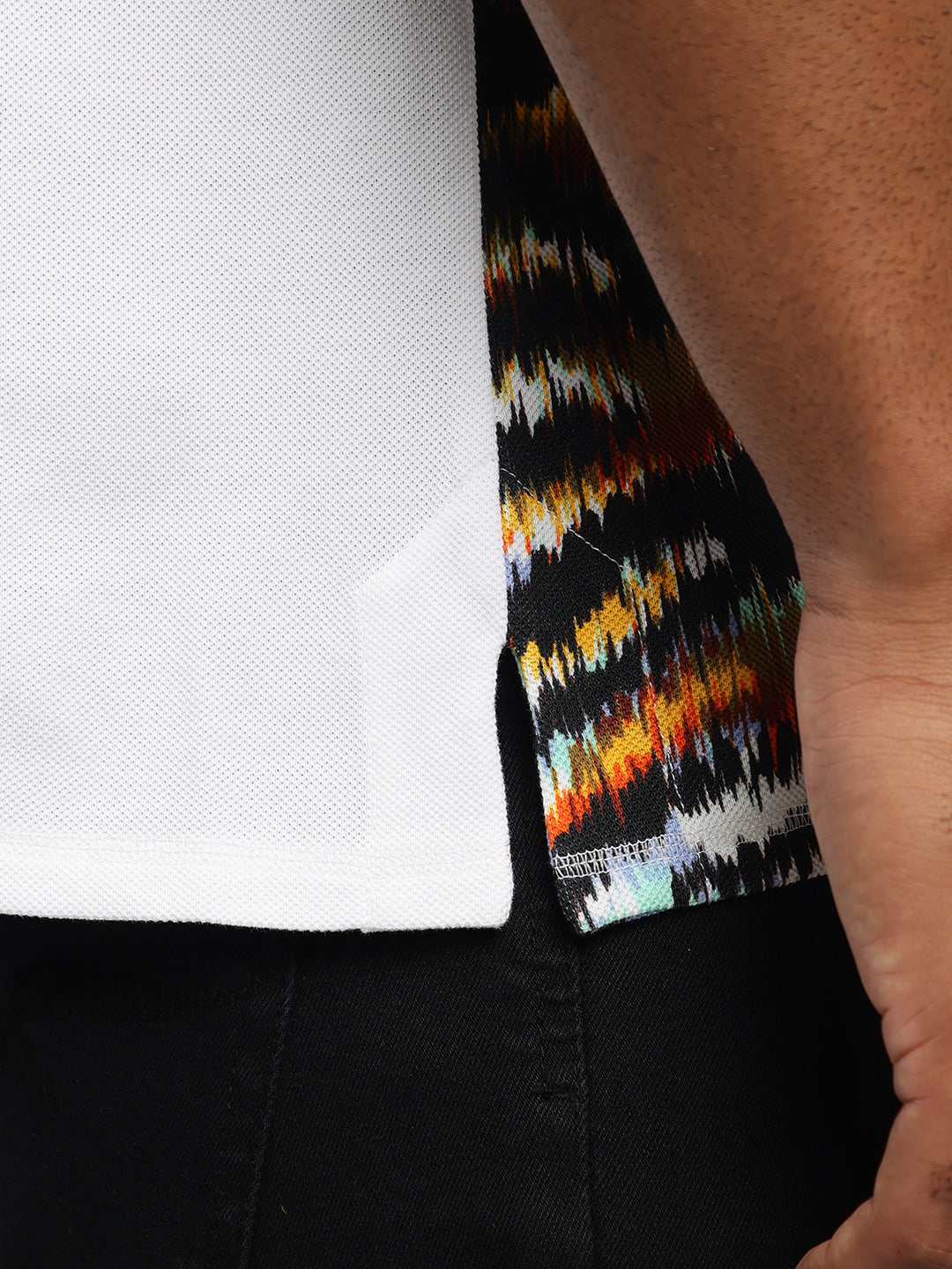 Just Cavalli Men White Printed Collared Short Sleeves Polo Tshirt