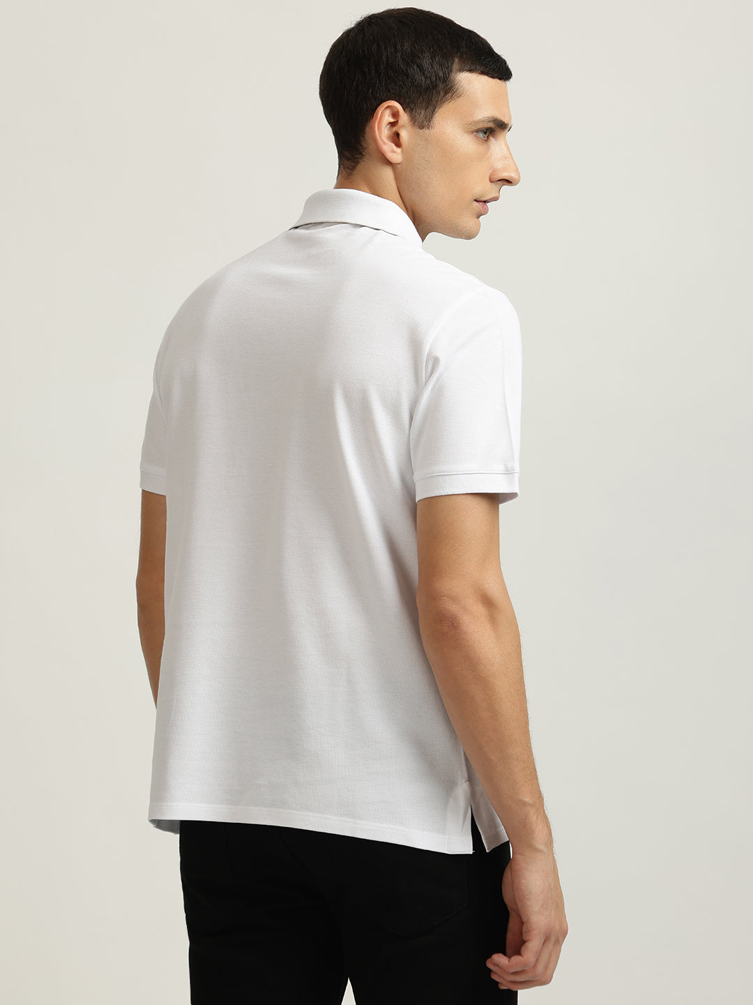 Just Cavalli Men White Solid Polo Collar Short Sleeves Tshirt