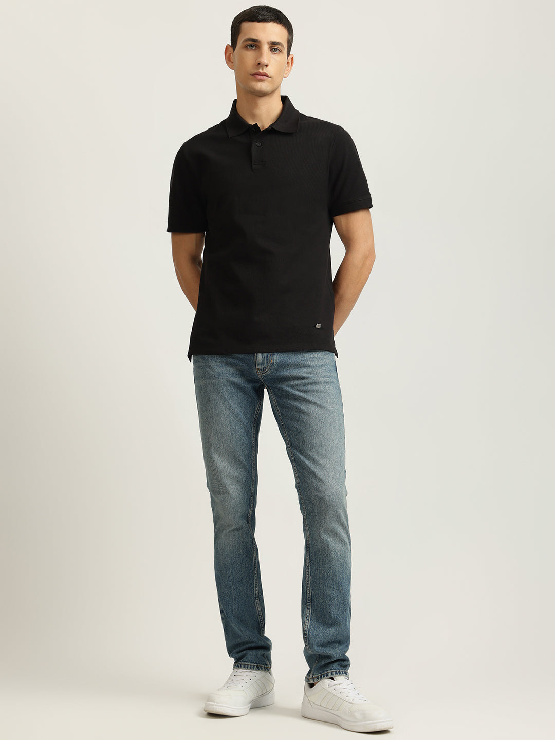 Just Cavalli Men Black Solid Polo Collar Short Sleeves Tshirt