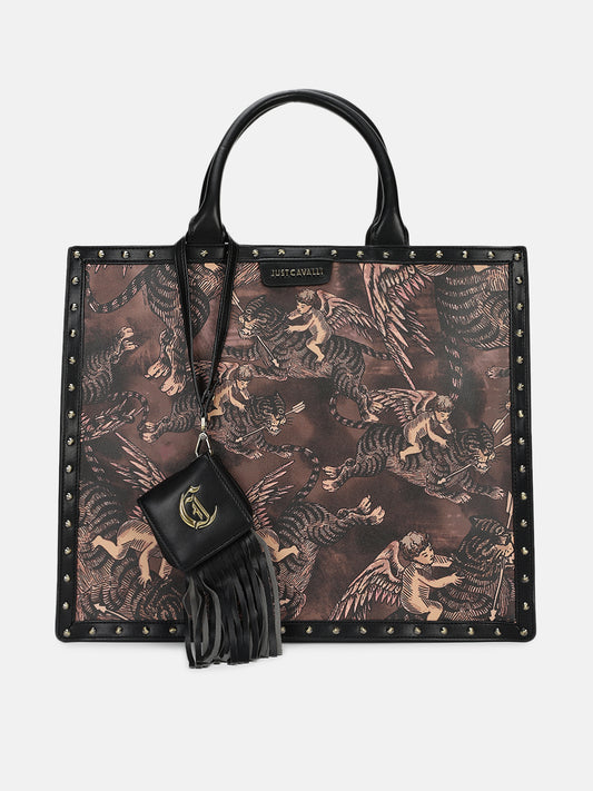 Just Cavalli Women Brown Printed Tote Bags