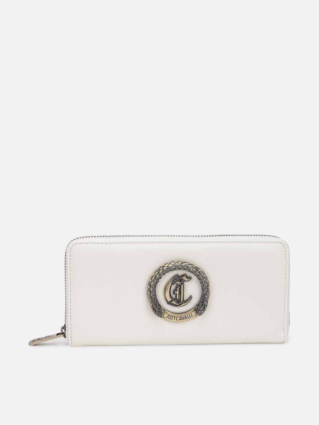 Just Cavalli Women White Solid Zip Around Wallet