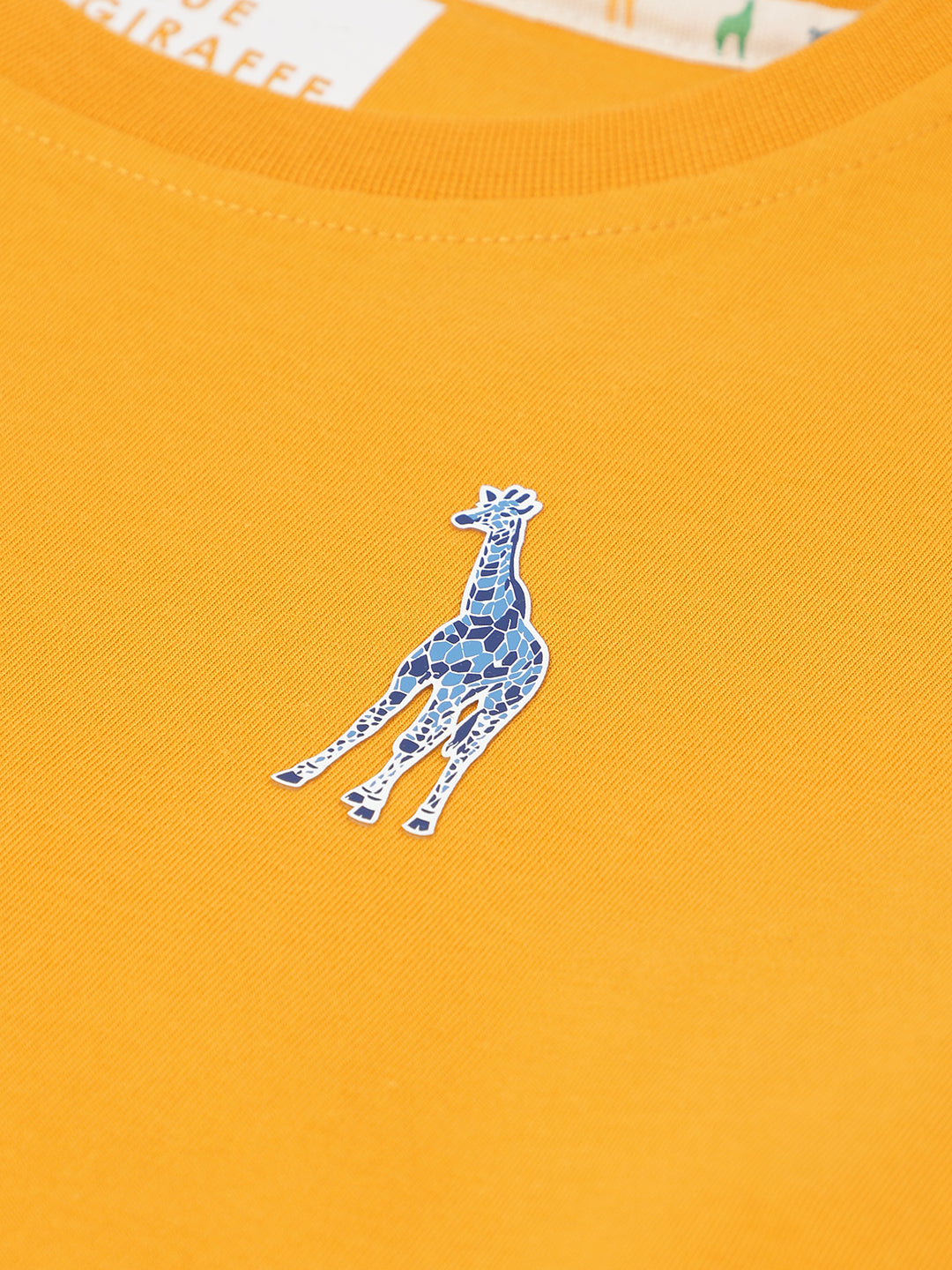 Blue Giraffe Boys Yellow Solid Round Neck  Short Sleeve Tshirt