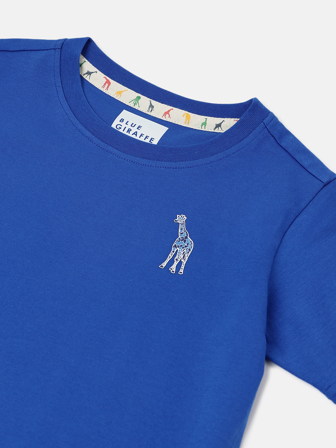 Blue Giraffe Boys Deep Blue Solid Round Neck  Short Sleeve Tshirt