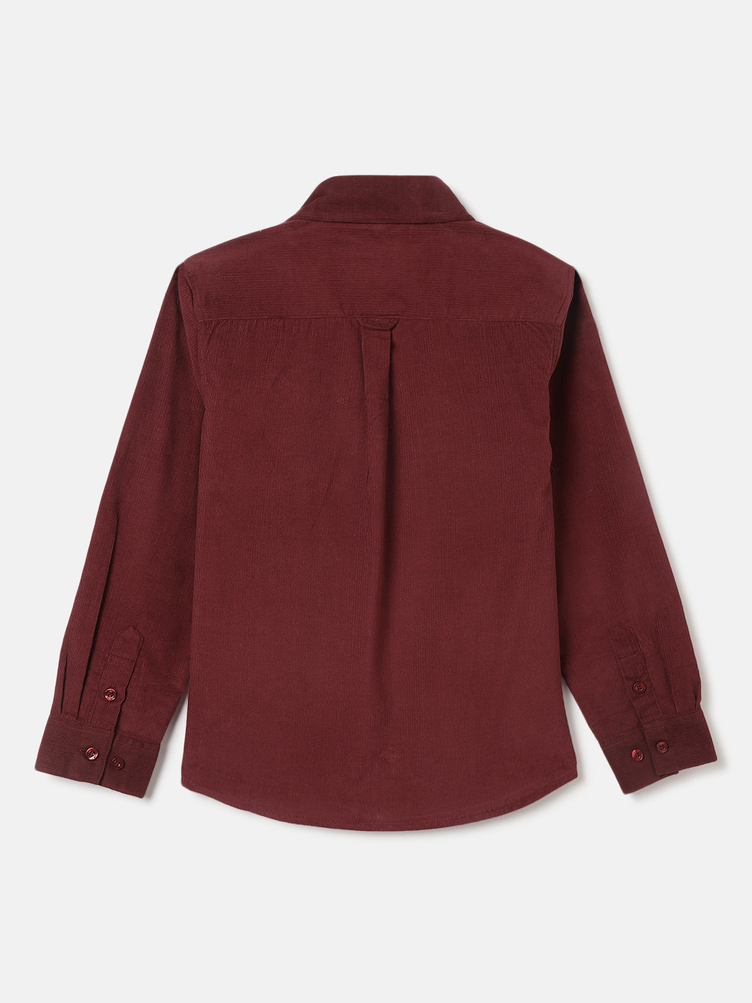 Blue Giraffe Boys Wine Solid Spread Collar Full Sleeves Shirt