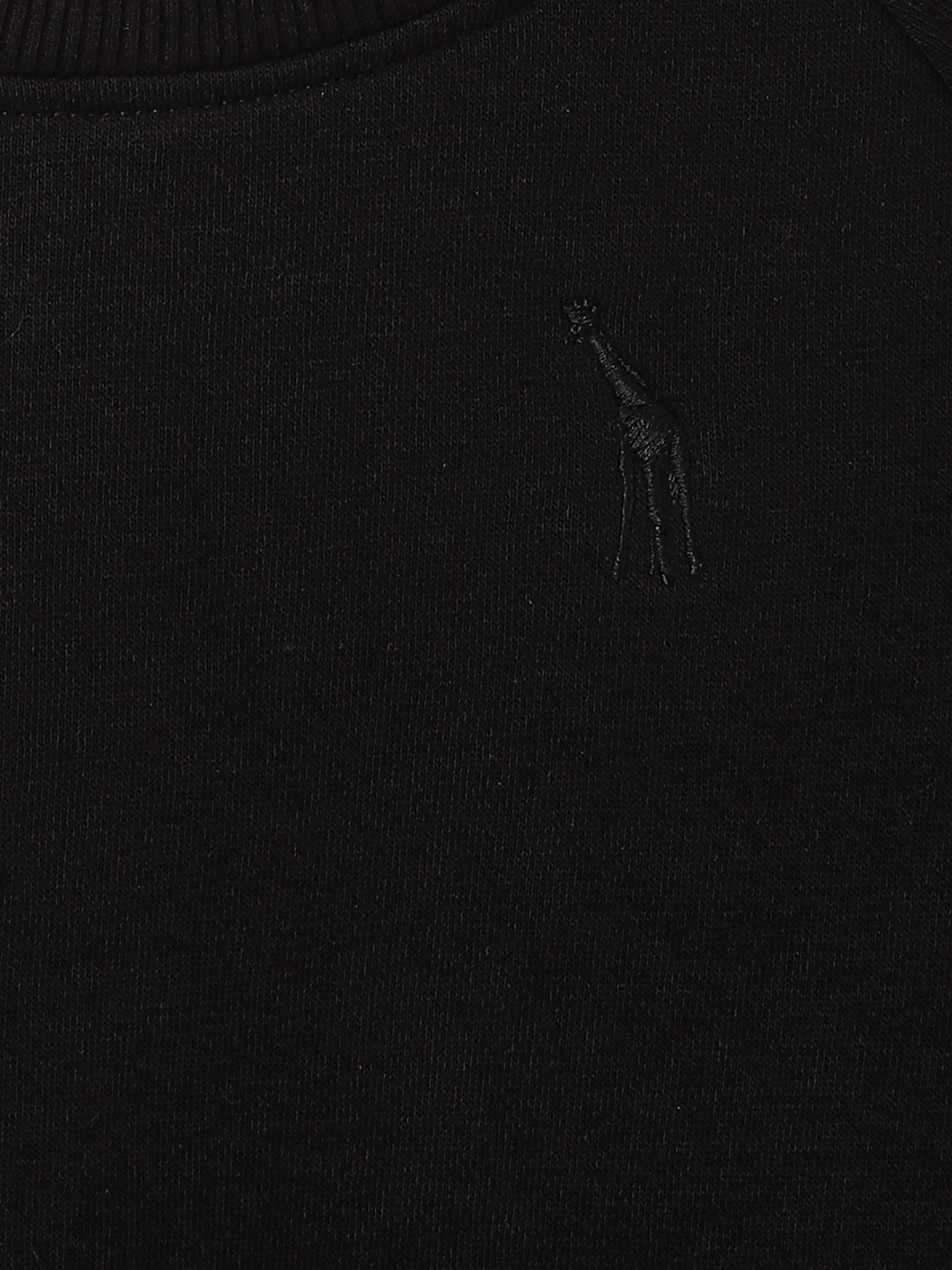 Blue Giraffe Boys Black Solid Round Neck Full Sleeves Sweatshirt