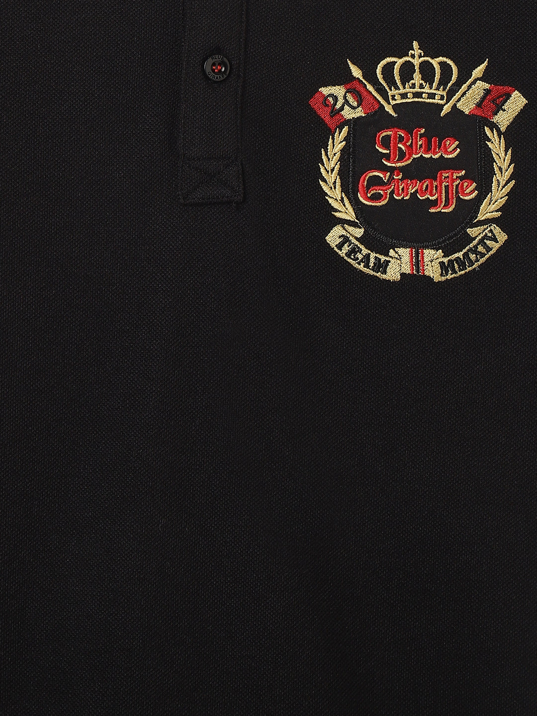 Blue Giraffe Boys Black Solid Polo Collar Short Sleeves Tshirt