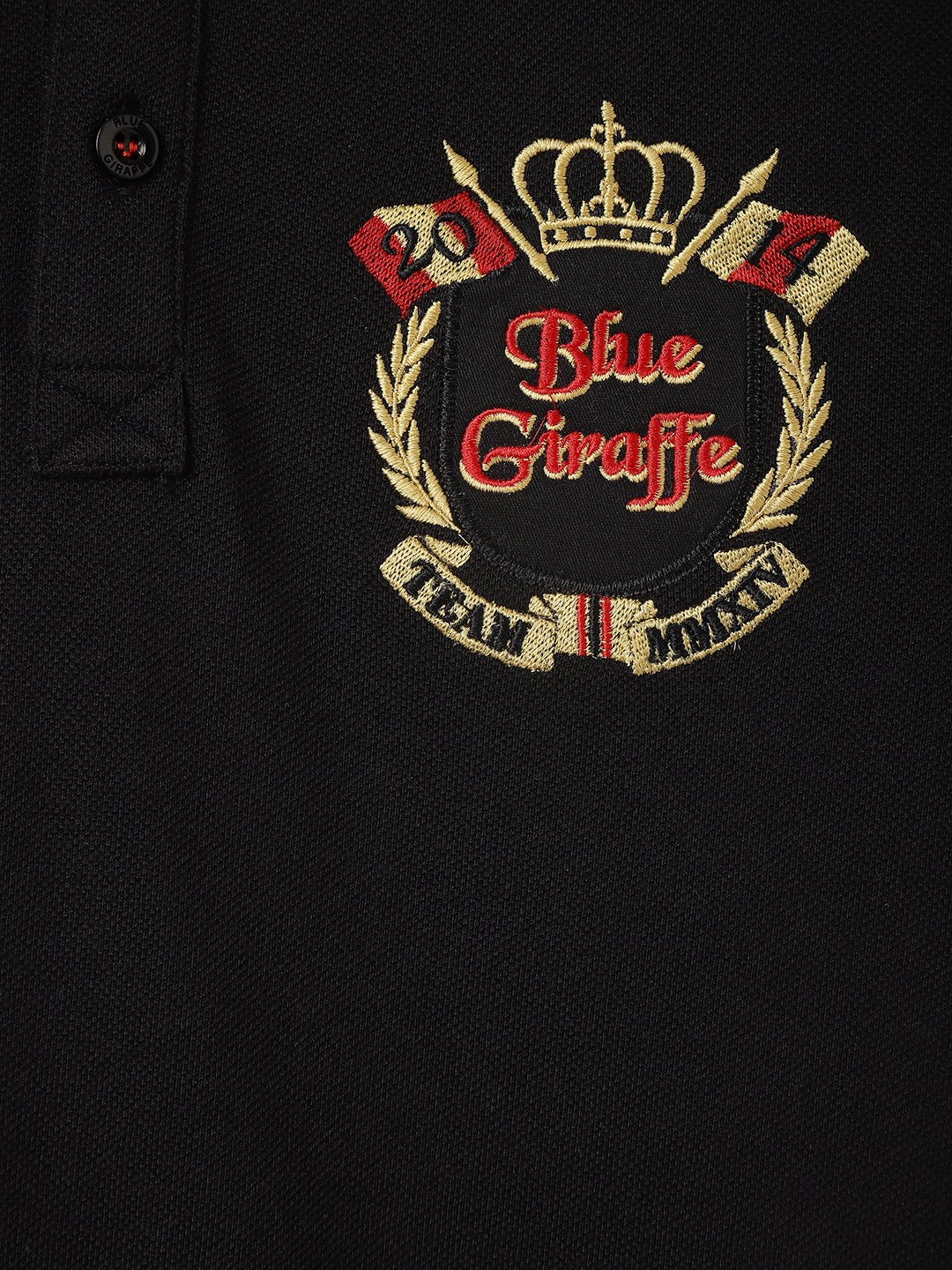 Blue Giraffe Boys Black Solid Polo Collar Short Sleeves Tshirt