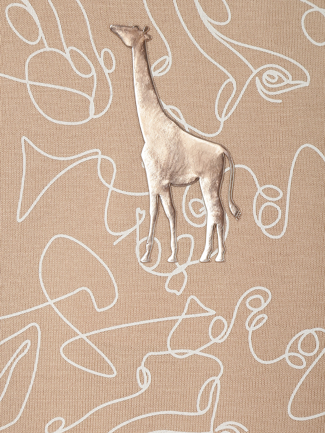 Blue Giraffe Boys Beige Abstract Polo Collar Full Sleeves Tshirt