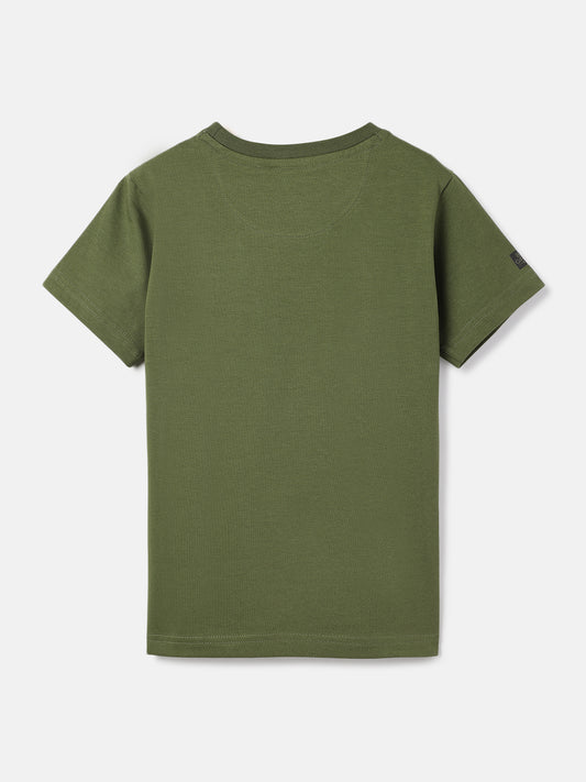 Blue Giraffe Boys Olive Solid Round Neck  Short Sleeve Tshirt