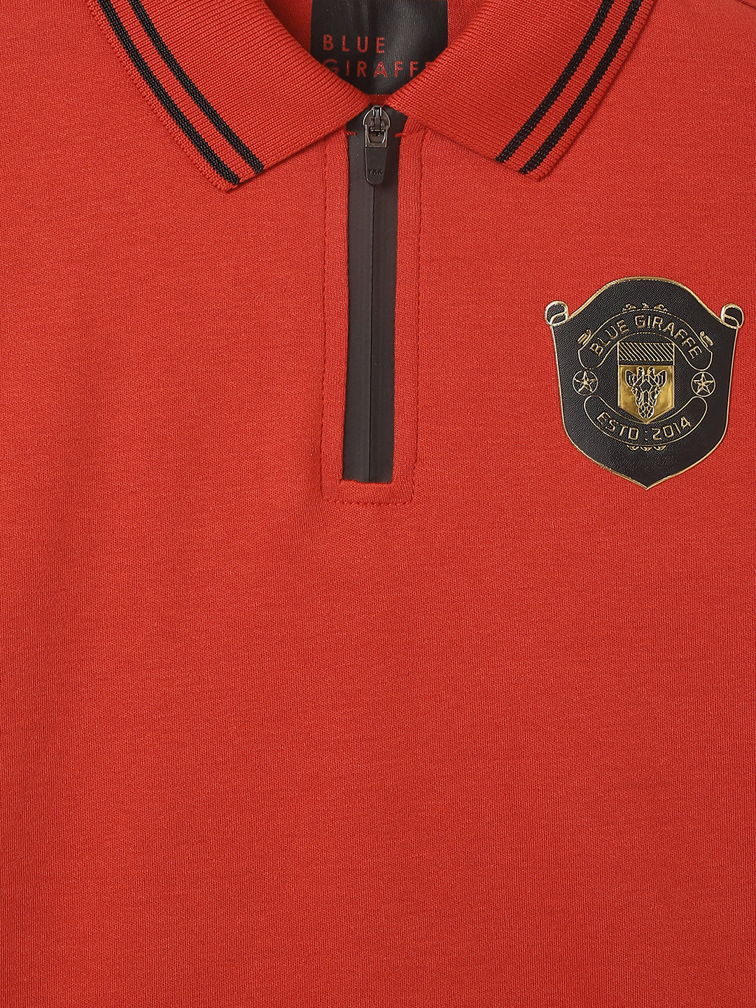 Blue Giraffe Boys Red Solid Polo Collar Short Sleeves Tshirt
