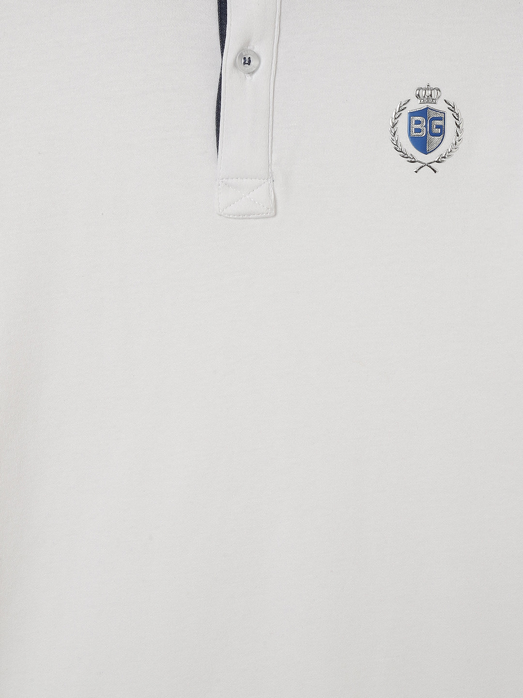 Blue Giraffe Boys White Solid Polo Collar Short Sleeves Tshirt