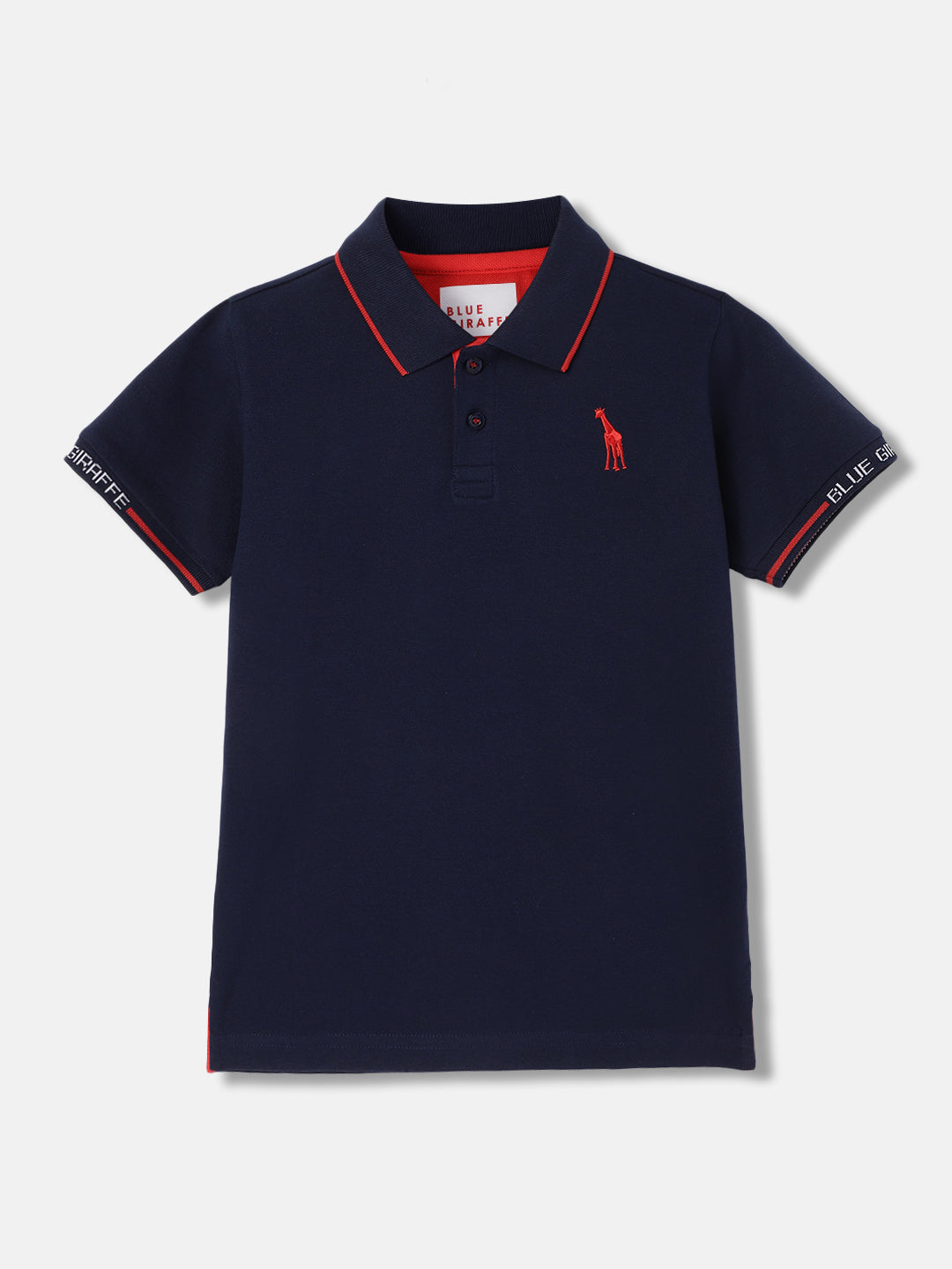 Blue Giraffe Boys Navy Solid Polo Collar Short Sleeves Tshirt