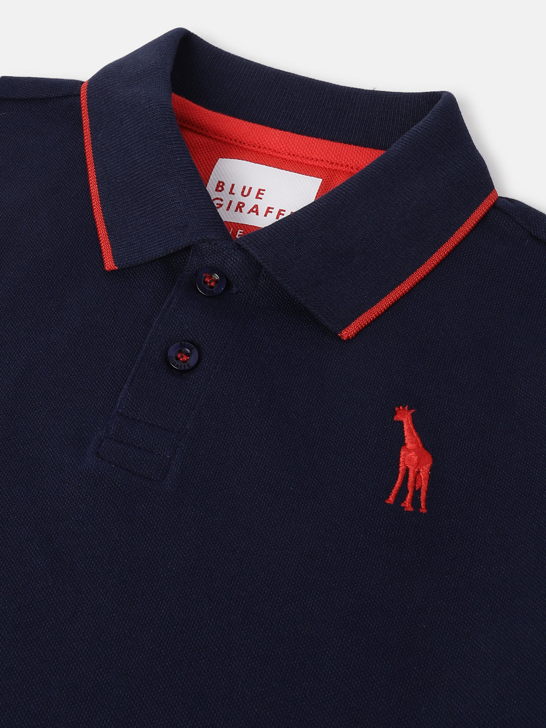 Blue Giraffe Boys Navy Solid Polo Collar Short Sleeves Tshirt