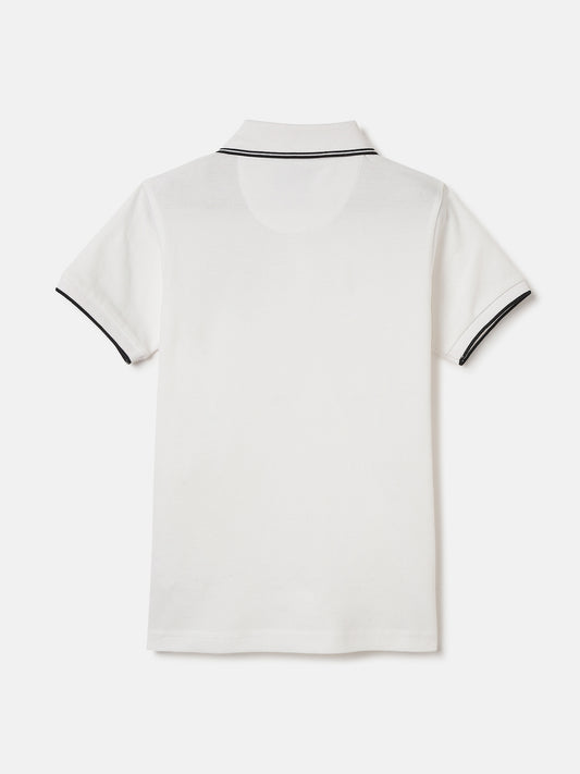 Blue Giraffe Boys White Solid Polo Collar Short Sleeves Tshirt