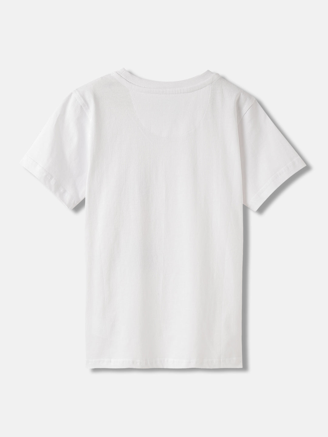 Blue Giraffe Boys White Printed Round Neck Short Sleeves Tshirt