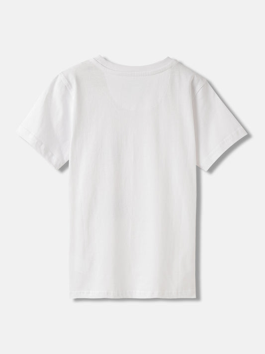 Blue Giraffe Boys White Printed Round Neck Short Sleeves Tshirt