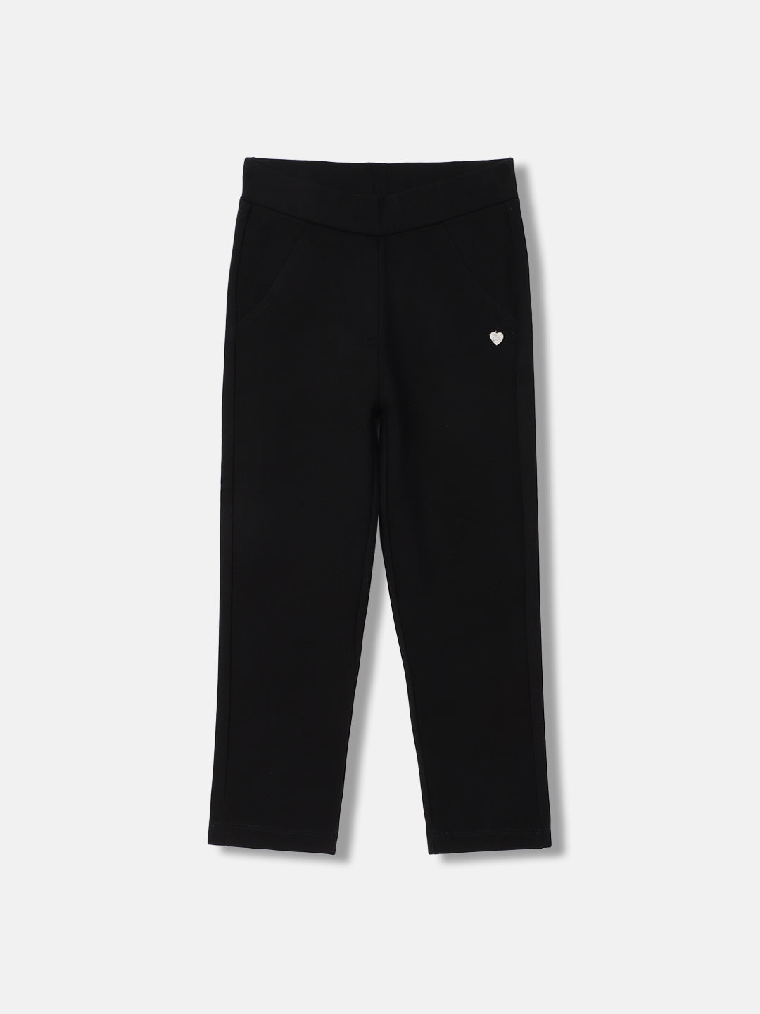 Blue Giraffe Girls Black Solid Slim Fit Jegging