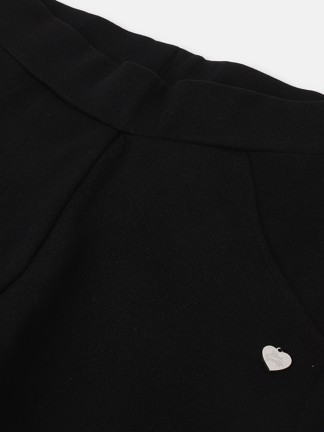 Blue Giraffe Girls Black Solid Slim Fit Jegging