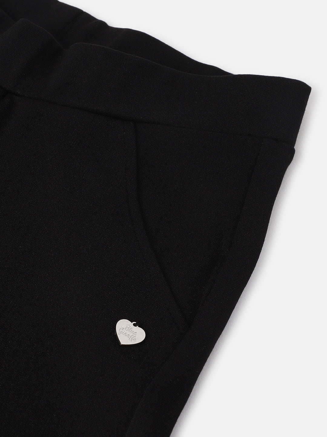 Blue Giraffe Girls Black Solid Slim Fit Jegging