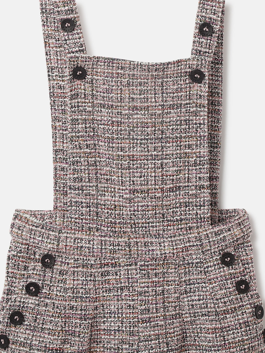 Blue Giraffe Girls Black Self Design Shoulder Straps Sleeveless Dungarees