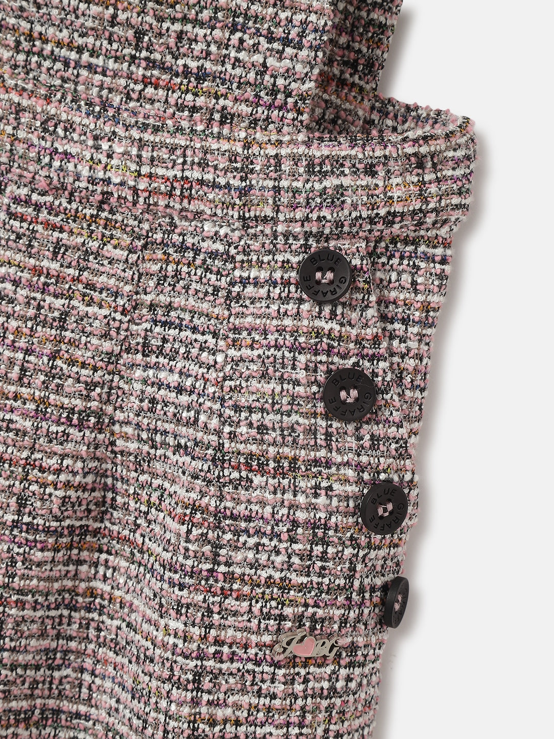 Blue Giraffe Girls Black Self Design Shoulder Straps Sleeveless Dungarees