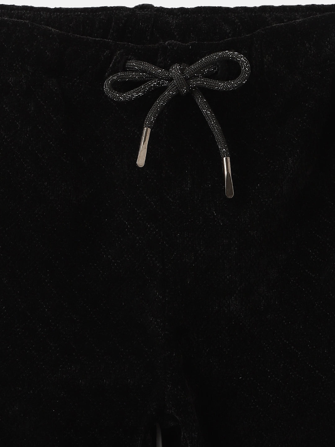 Blue Giraffe Girls Black Solid Regular Fit Mid-Rise Jogger Style Track Pants