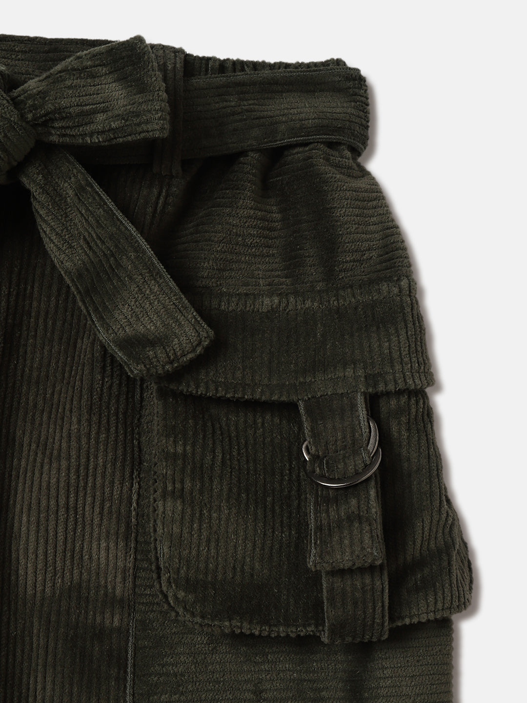 Blue Giraffe Girls Olive Solid Regular Fit Straight Skirt