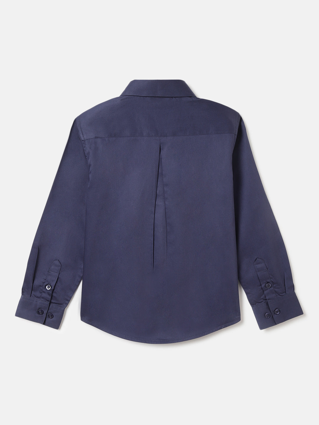 Blue Giraffe Boys Blue Solid Spread Collar Full Sleeves Shirt