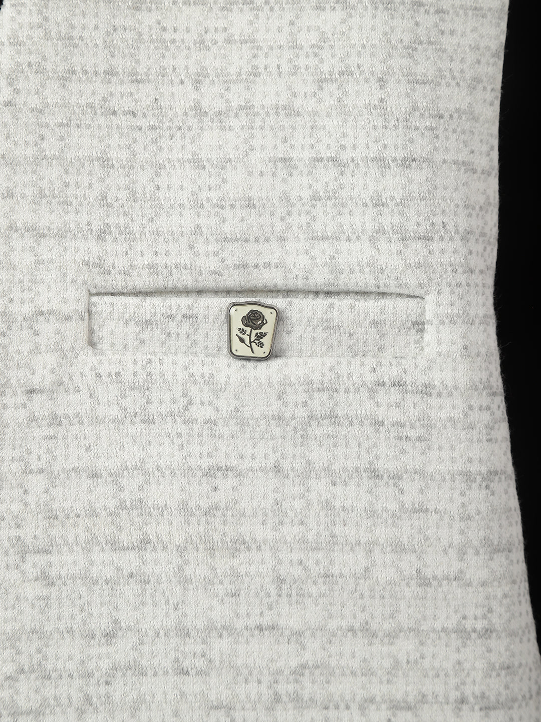 Blue Giraffe Boys Black and White Self Design Spread Collar Full Sleeves Waist Coat Set