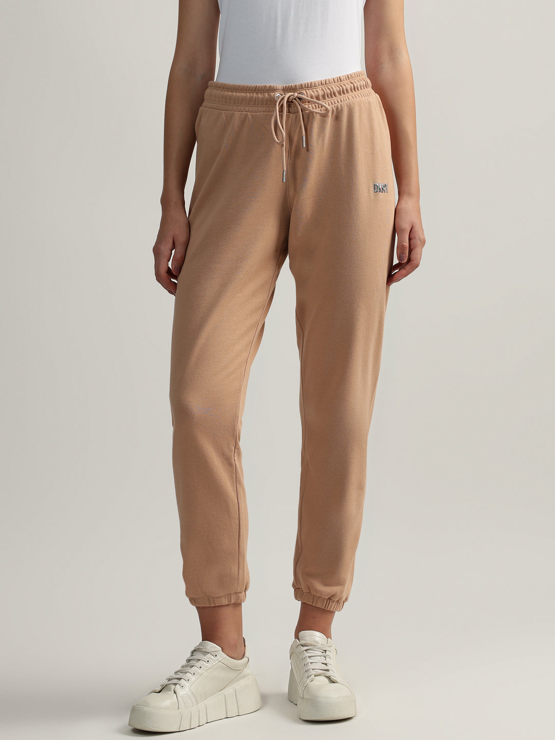 DKNY Women Brown Solid Mid-Rise Jogger Fit Sweatpant