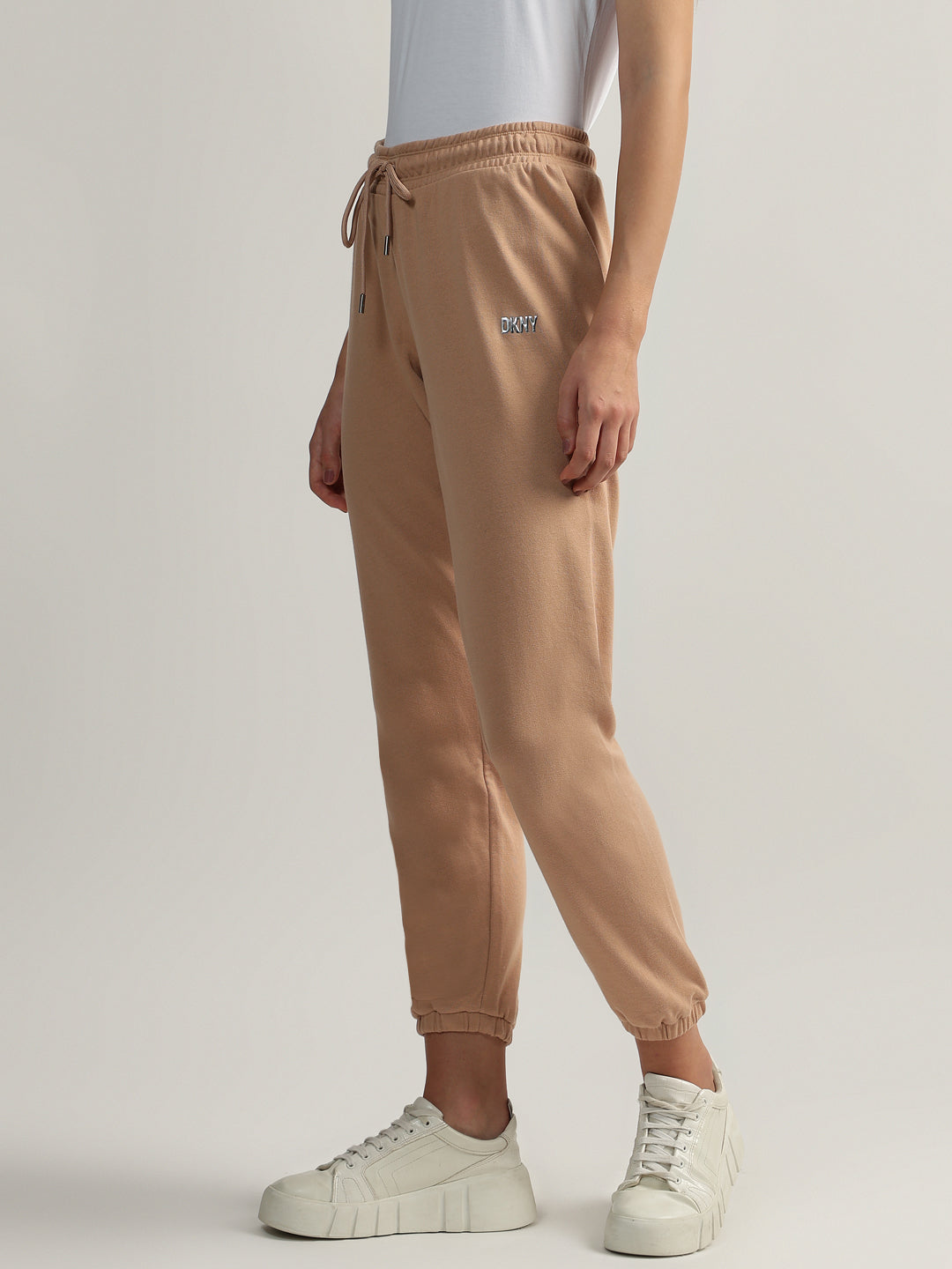DKNY Women Brown Solid Mid-Rise Jogger Fit Sweatpant